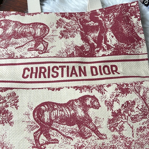 CHRISTIAN DIOR Beauty Straw Dioriviera Tote Pink NWOT - Picture 11 of 15